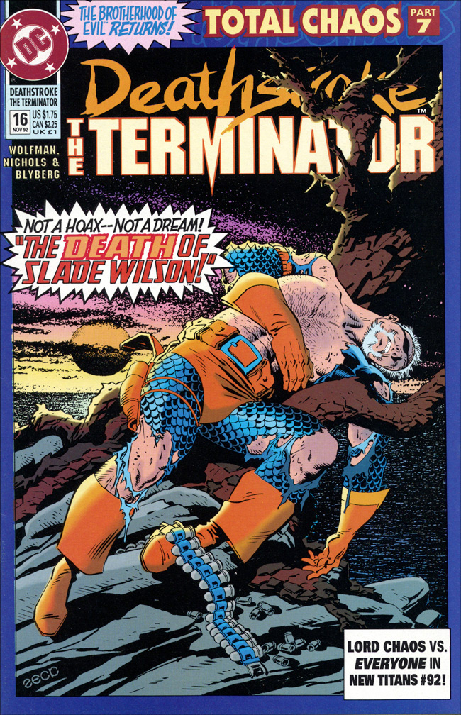 DEATHSTROKE THE TERMINATOR 16, November, 1992. COVER: Mike Zeck (pencils / inks)