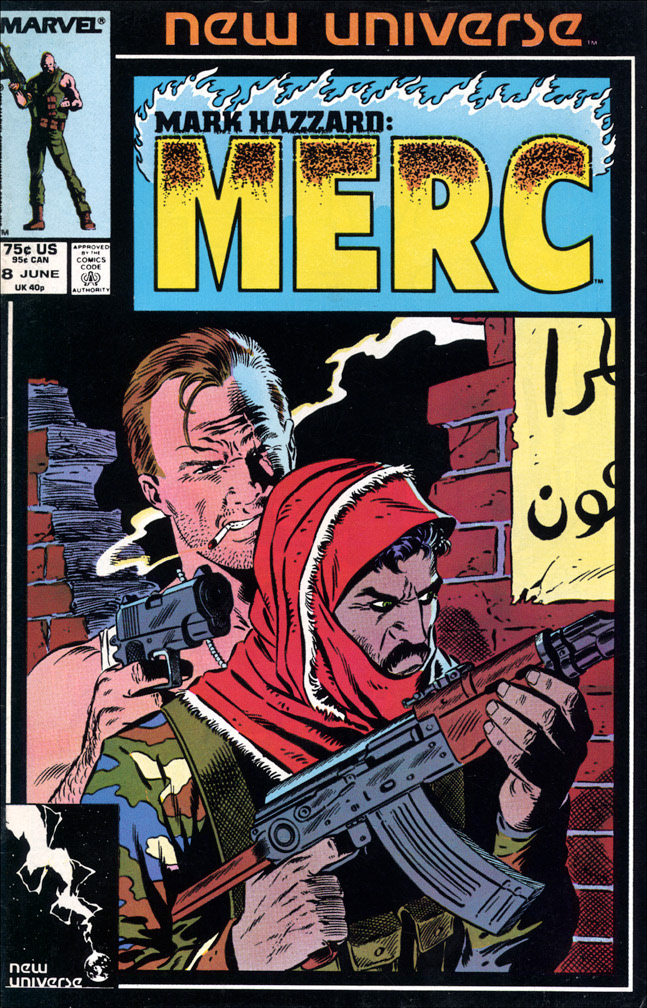 MARK HAZZARD: MERC, Vol. 1 No. 8, June, 1987 issue. COVER: Mike Zeck (pencils), Bob McLeod (inks)