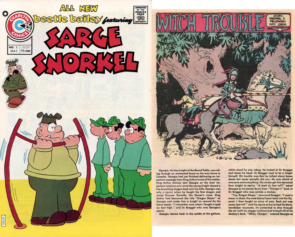 SARGE SNORKEL, Vol 3 No 8, May, 1975. INTERIOR: Spot illustrations for a two page text story. Sample shown next to cover. Spot illo, Mike Zeck (pencils / inks)