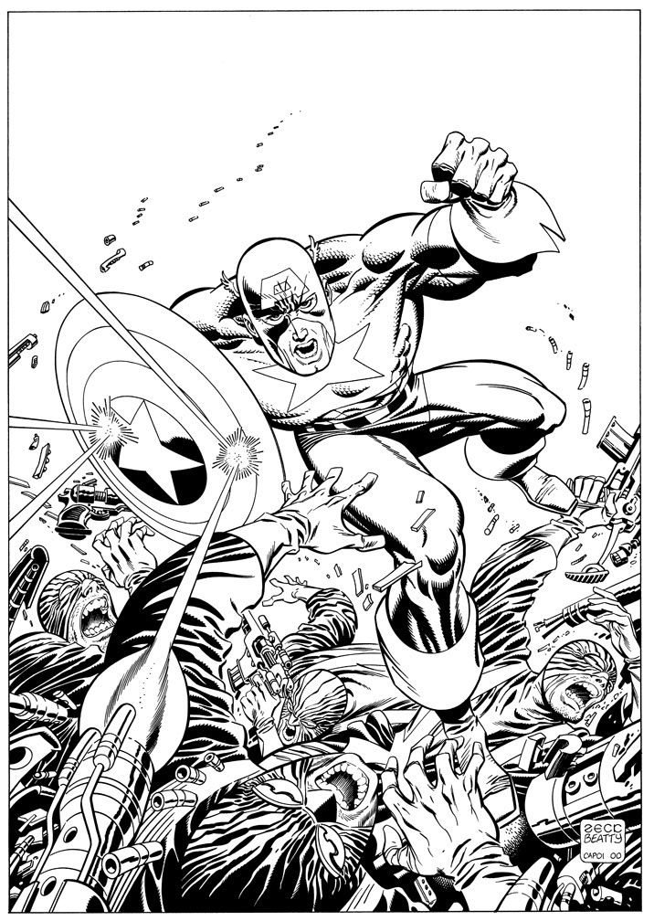 Captain America vs. Hydra 2, with inks by John Beatty. One of an art series that were auctioned.