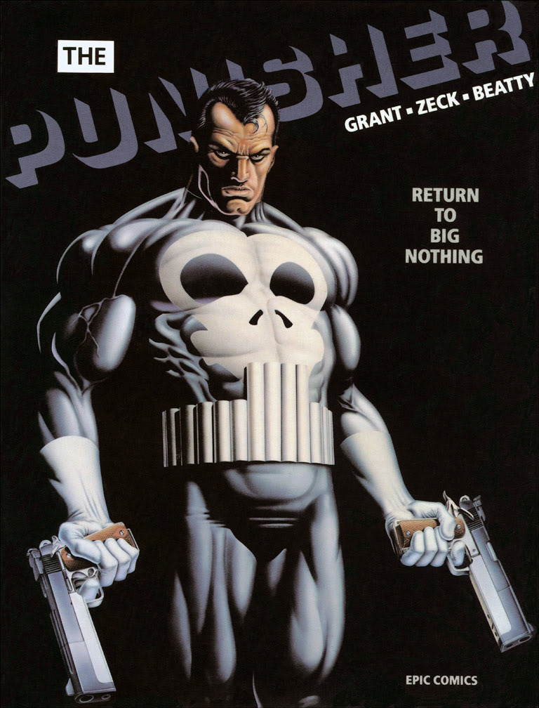 THE PUNISHER Graphic Novel (hardcover ed.), 1989, published under Epic Comics. INTERIOR: Mike Zeck (pencils), John Beatty (inks). Cover by Mike Zeck and Phil Zimelman.