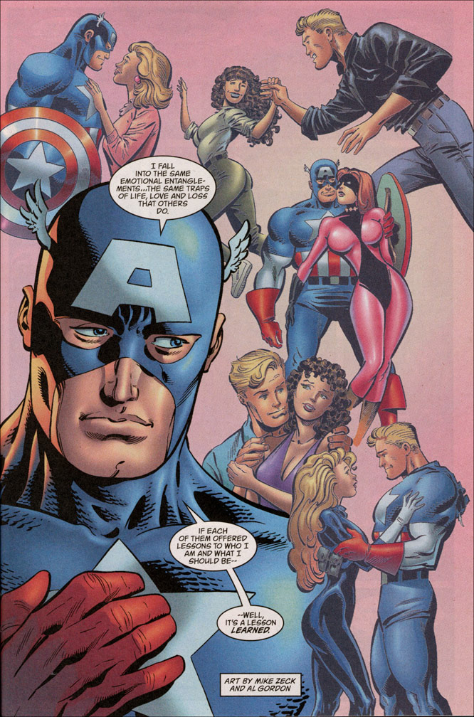 CAPTAIN AMERICA: Volume 3, Issue 50 Interior Page - Guest appearances by many past Captain America artists in this anniversary issue. My contribution was this page, part of the Dan Jurgens story 'TO THE CORE'. Inks by Al Gordon.