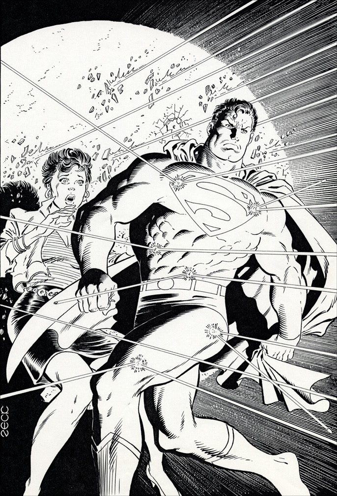 ACTION COMICS 600, interior pinup art by Mike Zeck (pencils / inks)