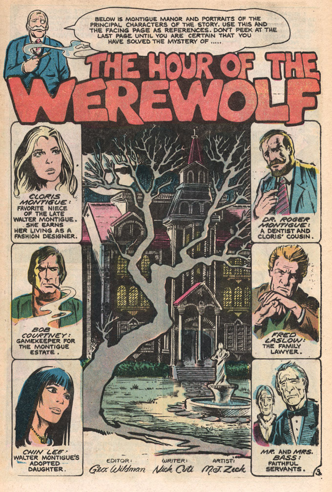 MONSTER HUNTERS, Vol 3 No 9, January, 1977. Interior page sample, Mike Zeck (pencils / inks/ lettering)