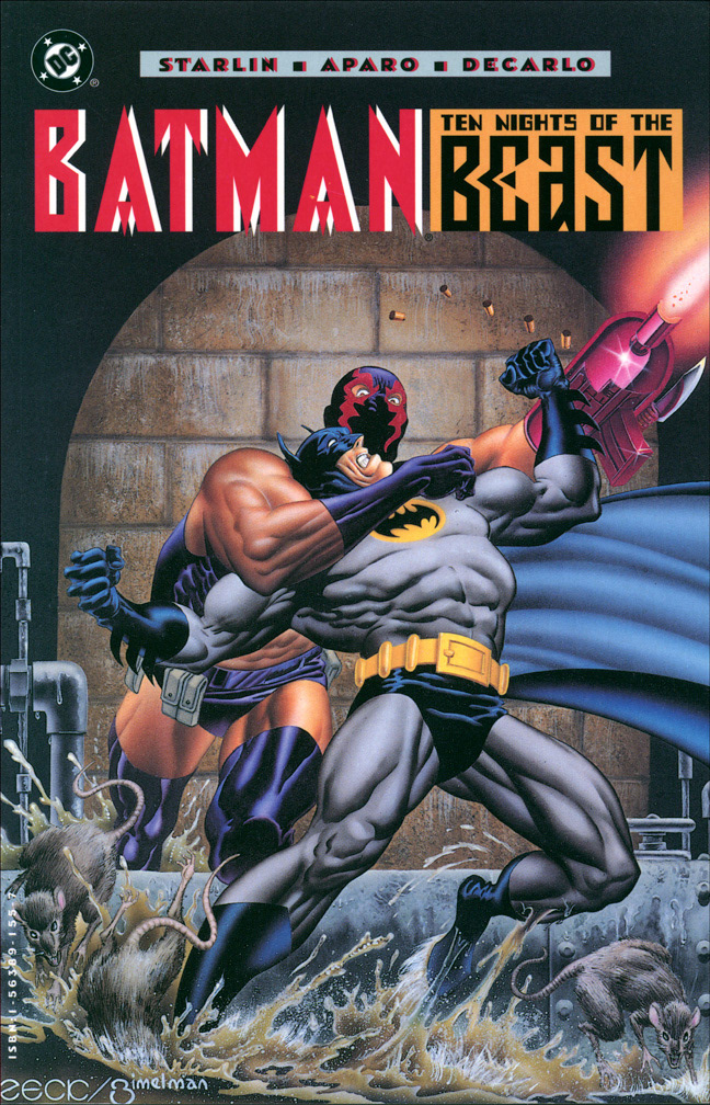 BATMAN: TEN NIGHTS OF THE BEAST, 1994. Reprints the four-issue story arc and features a new cover by Mike Zeck (pencils) and Phil Zimelman (airbrush colors)
