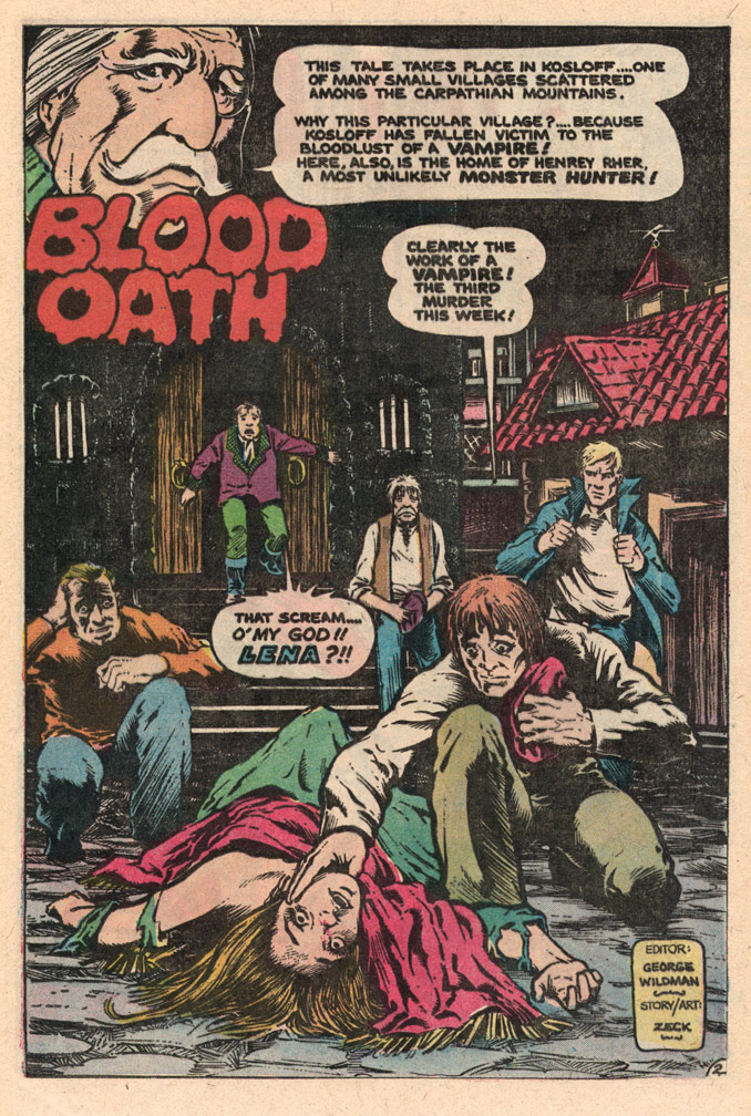 MONSTER HUNTERS, Vol 2 No 7, September, 1976. Interior page sample, Mike Zeck (story / pencils / inks/ lettering) 