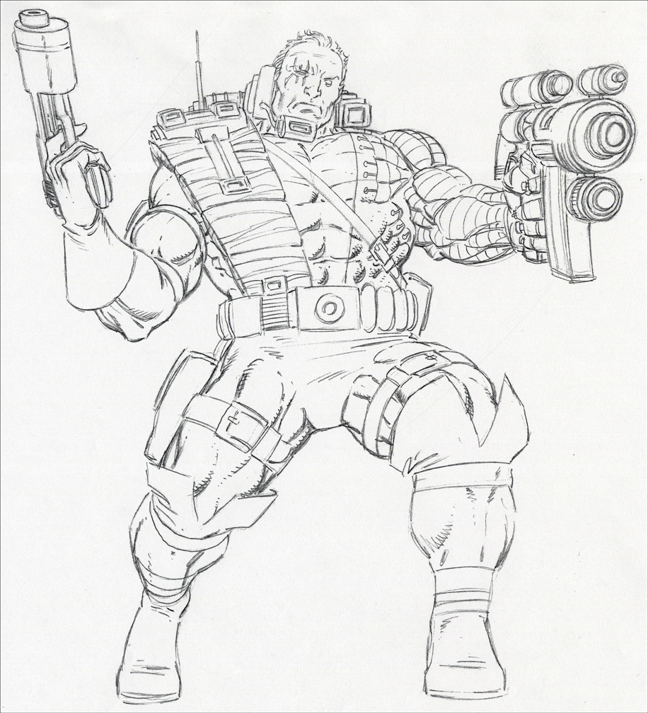 HORIZON MODEL KITS: CABLE / I created some Marvel character turnaround views for some of the Horizon Model Kits during the early 90s. One Cable sample here.