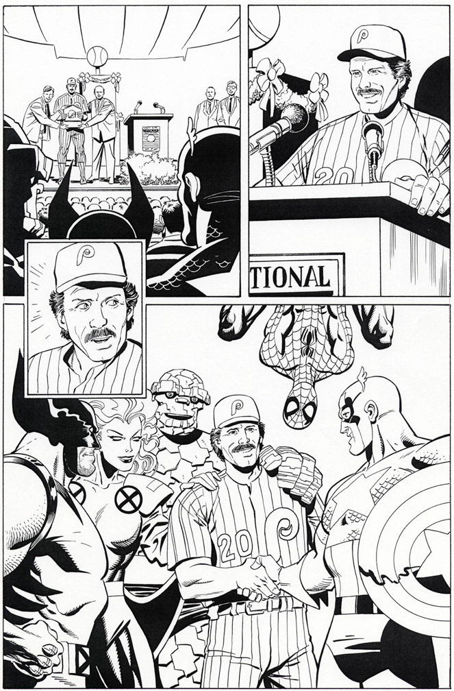 MIKE SCHMIDT AWARD PAGE: A page created for Marvel's involvement in honoring Mike Schmidt of the Phillies. Don't remember if it was the Hall of Fame induction or one of his other awards?