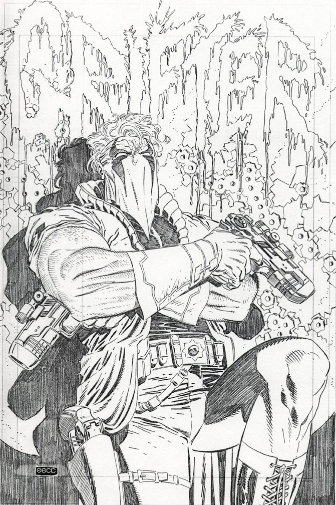 WILDSTORM 1, August 1995. Grifter pinup pencil art by Mike Zeck