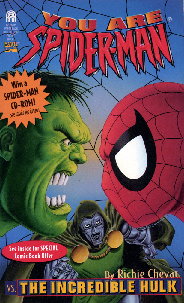 YOU ARE SPIDER-MAN: vs THE INCREDIBLE HULK, 1997, paperback Young Adult Novel. COVER: Mike Zeck (pencils) Phil Zimelman (airbrush painting)