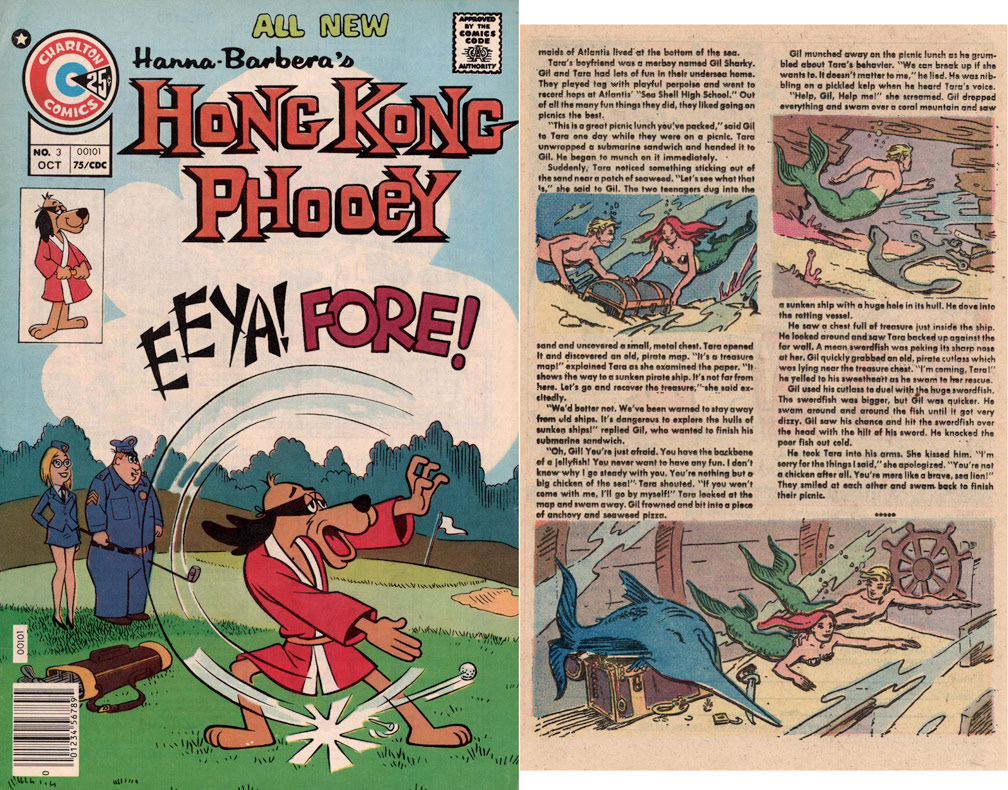 HONG KONG PHOOEY, Vol 1 No 3, October, 1975. INTERIOR: Spot illustrations for a two page text story. Sample shown next to cover. Spot illo, Mike Zeck (pencils / inks)