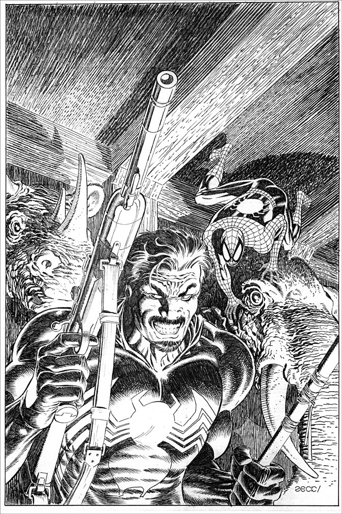Cover Recreation: Amazing Spider-Man issue 294v2. Kraven in black costume, Spidey in red and blue costume. Pencils only.