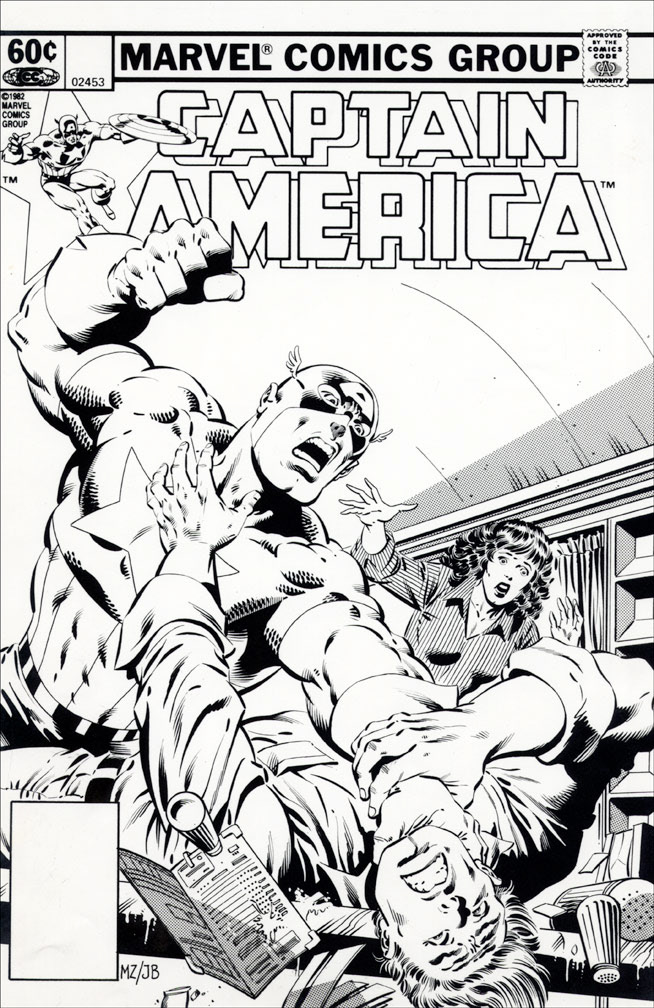 CAPTAIN AMERICA: Issue 279 - Black and white cover art by Zeck (p) Beatty (i)