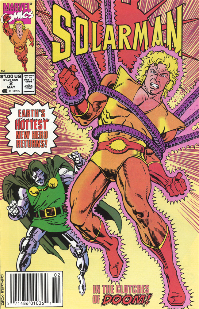SOLARMAN, Vol 1 Number 2, May, 1990. COVER by Mike Zeck (pencils) Nestor Redondo (inks) INTERIOR art by Mike Zeck (pencils) Nestor Redondo (inks)