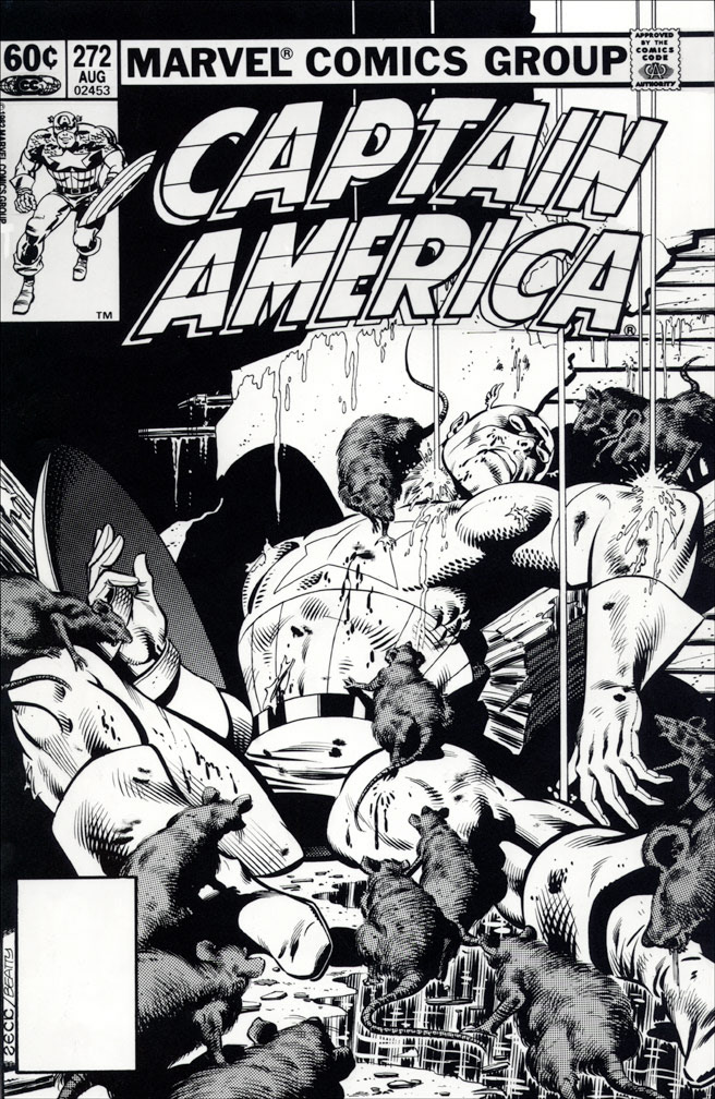 CAPTAIN AMERICA: Issue 272 Black and white cover art by Zeck (p) Beatty (i)