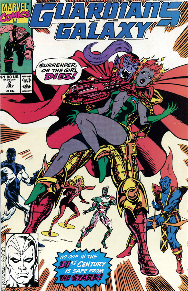 GUARDIANS OF THE GALAXY: issue 2 July 1990 - One of my rare assignments as inker only! COVER: Jim Valentino (pencils), Mike Zeck (inks)