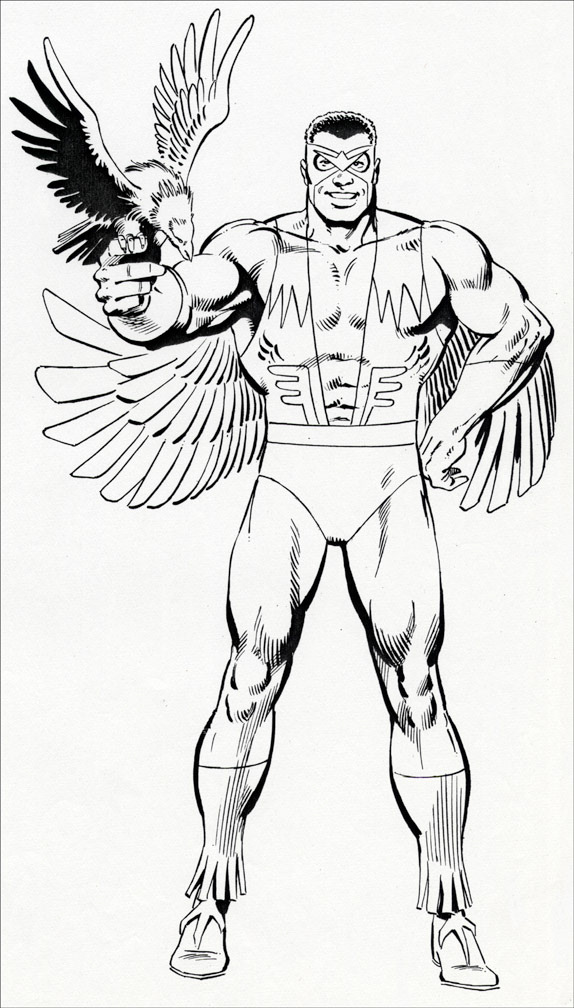 MARVEL UNIVERSE Vol. 1 No. 4, April, 1983, FALCON b&w art, Mike Zeck (pencils), Joe Rubinstein (inks)