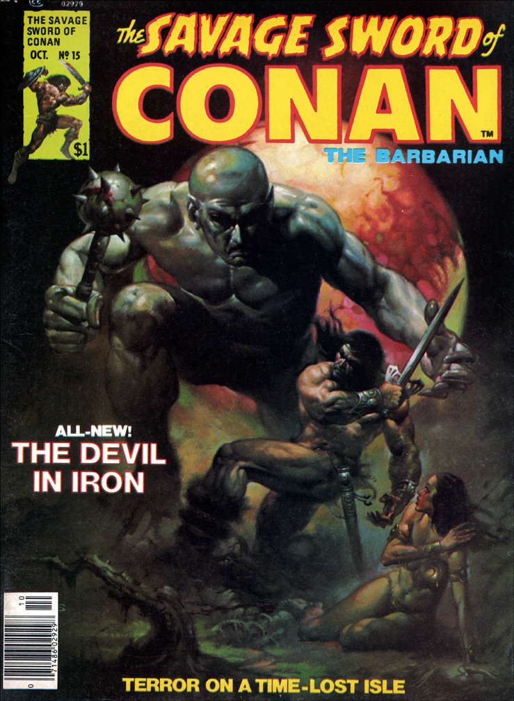 SAVAGE SWORD OF CONAN, Vol 1 Number 15, October, 1976 issue. One inside cover illustration for this issue.