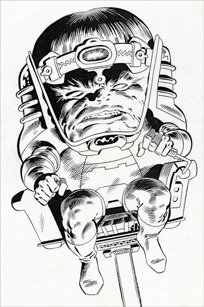 MARVEL UNIVERSE Vol. 1 No. 7, july, 1983, MODOK b&w art, Mike Zeck (pencils), Joe Rubinstein (inks)