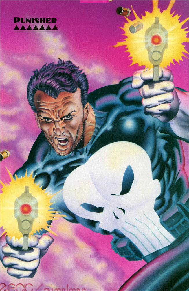 PUNISHER card from the Marvel Masterpieces 2 set. Mike Zeck (pencils) and Phil Zimelman (airbrush painting)