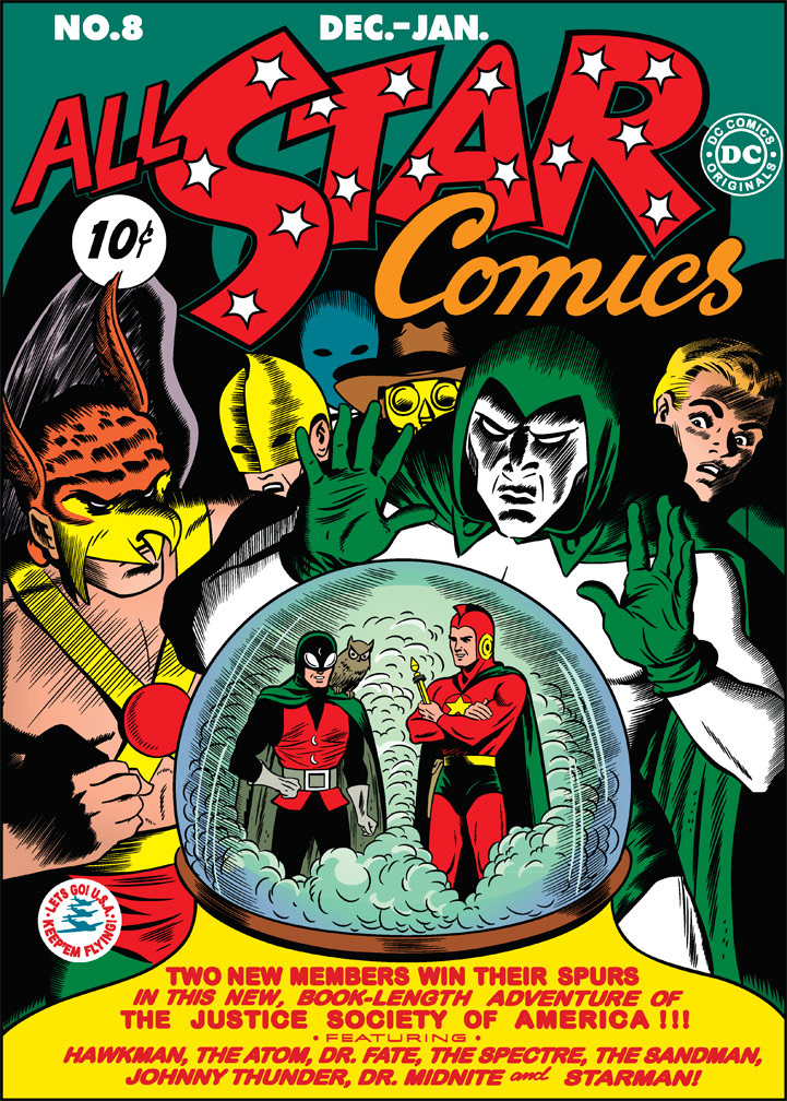 DC75 vector cover recreation: ALL STAR COMICS 8, Dec. - Jan., 1941 issue.