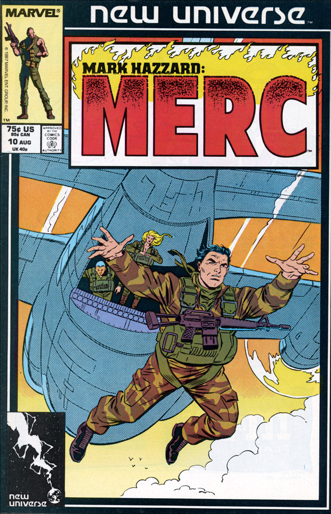 MARK HAZZARD: MERC, Vol. 1 No. 10, August, 1987 issue. COVER: Mike Zeck (pencils), Bob McLeod (inks)