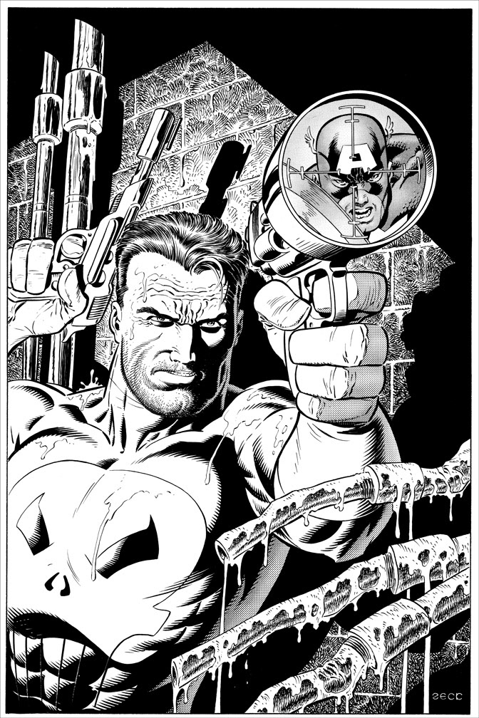 Cover Recreation: Captain America issue 286v3. Punisher replaces Deathlok for this version.