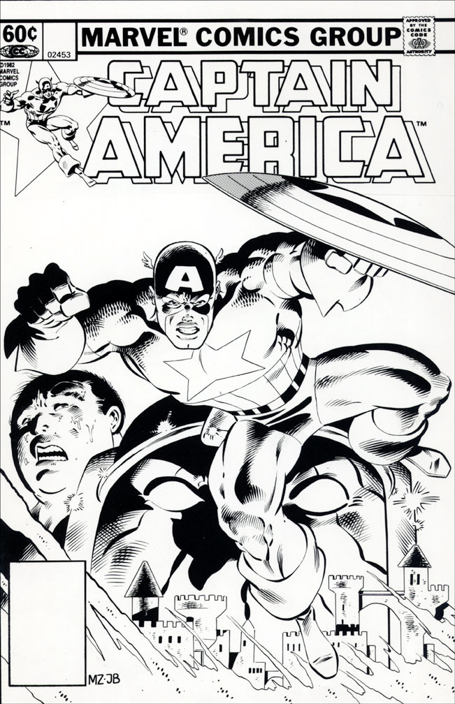 CAPTAIN AMERICA: Issue 278 - Black and white cover art by Zeck (p) Beatty (i)