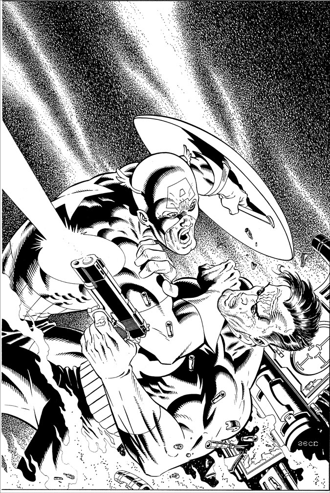 Cover Recreation: Captain America issue 287v2. Punisher replaces Deathlok for this version.