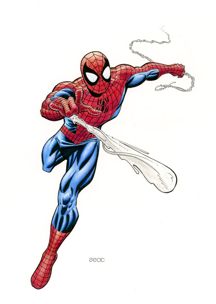 Spider-Man 1 of 3. Colored pencil finishes.
