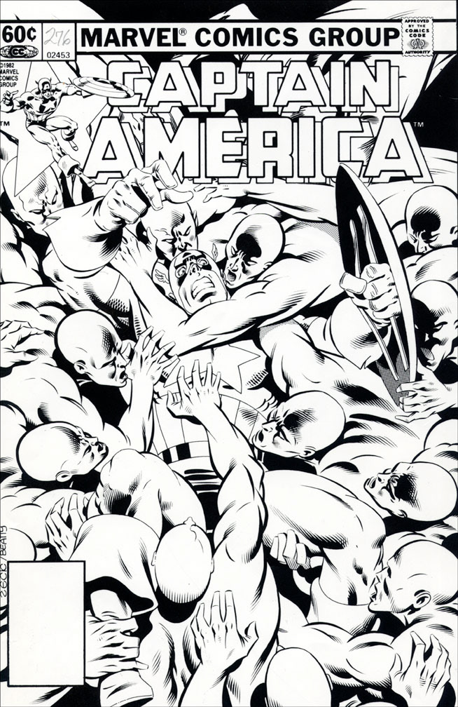 CAPTAIN AMERICA: Issue 276 - Black and white cover art by Zeck (p) Beatty (i)