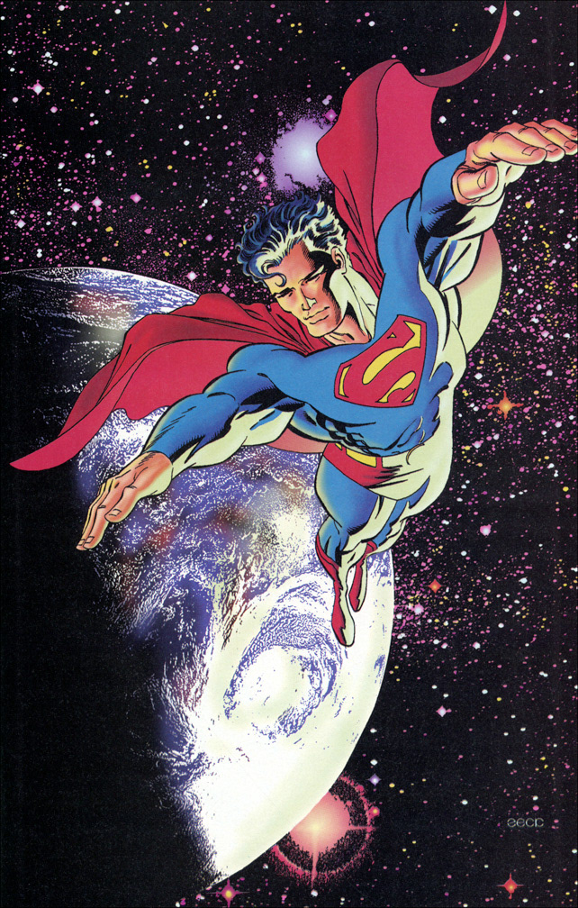 SUPERMAN: THE MAN OF STEEL GALLERY 1, 1995. Interior pinup page by Mike Zeck (pencils / inks / colors)