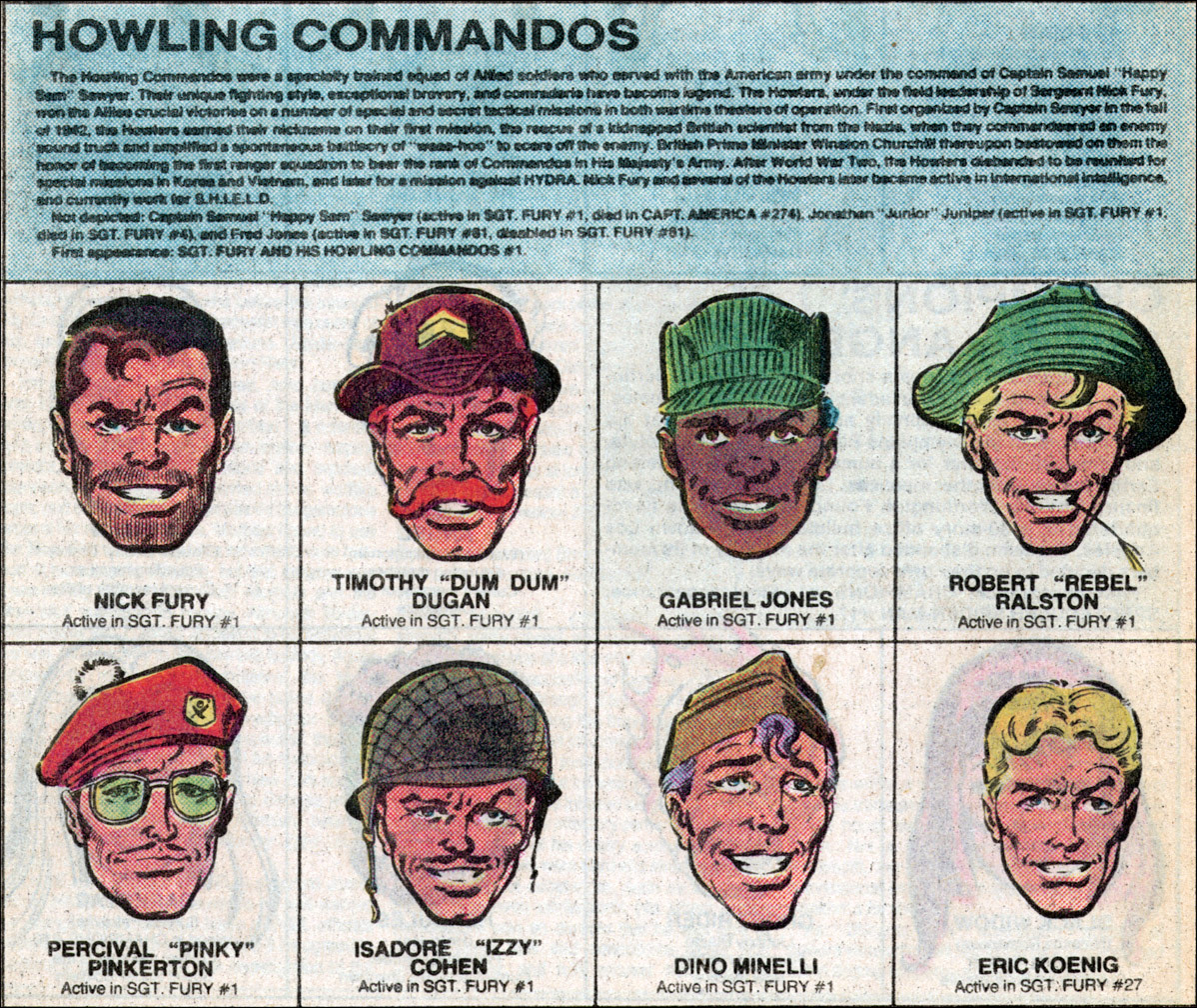 MARVEL UNIVERSE: BOOK OF THE DEAD AND INACTIVE Vol. 1 No. 13, February, 1984, HOWLING COMMANDOS, Mike Zeck (pencils), Joe Rubinstein (inks)