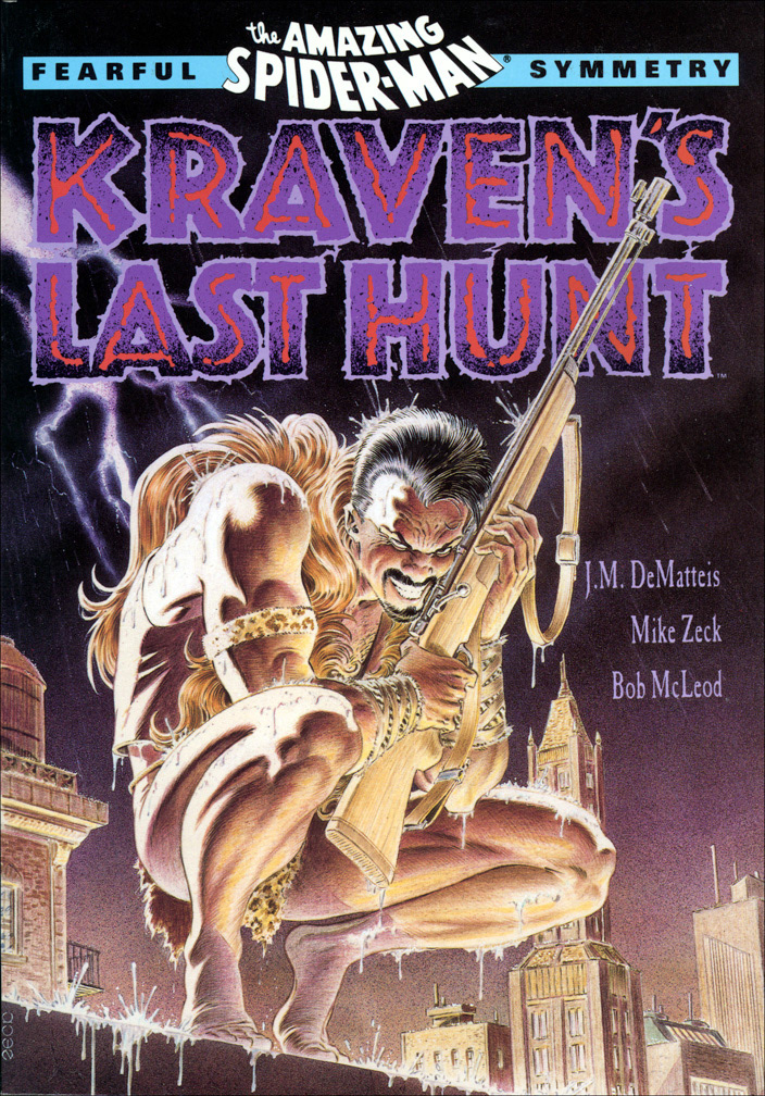 SPIDER-MAN, FEARFUL SYMMETRY: KRAVEN'S LAST HUNT, 1990. First softcover collection of the six-issue Kraven series. COVER: Mike Zeck (painting) INTERIOR: Mike Zeck (pencils) Bob McLeod (inks)