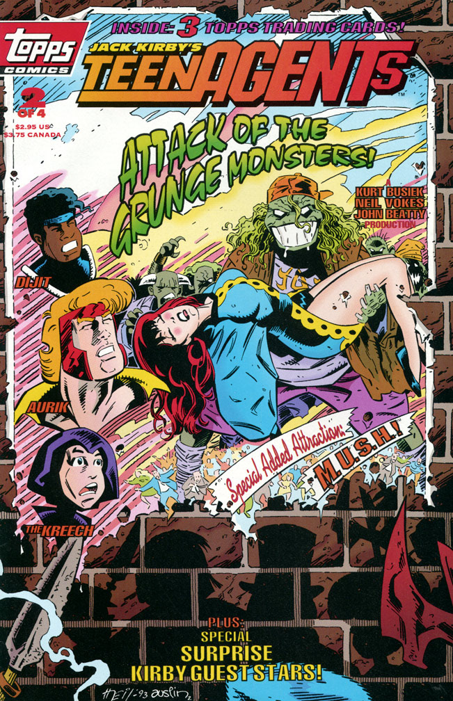 TEENAGENTS 2, September, 1993. This was a bagged edition containing the comic and 3 Topps character trading cards. I penciled and inked the Ornk card.