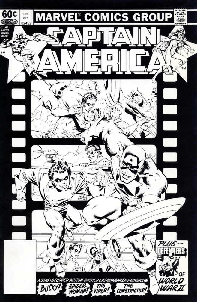 CAPTAIN AMERICA: Issue 281 - Black and white cover art by Zeck (p) Beatty (i)