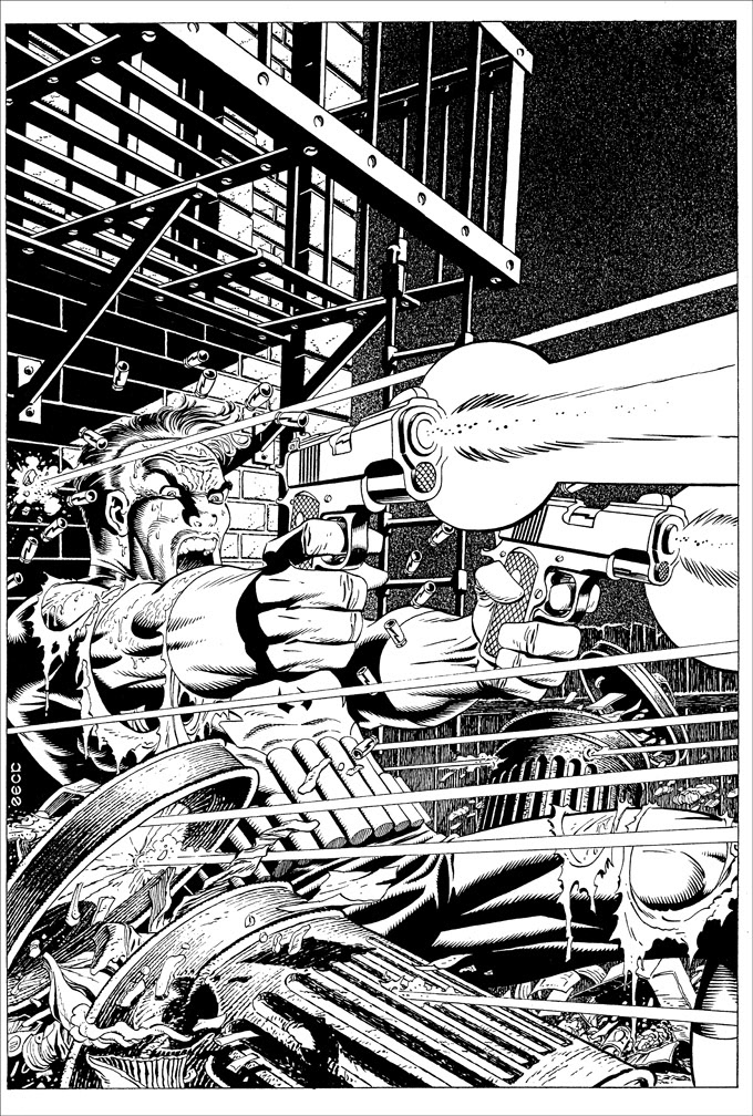 Cover Recreation: Punisher Limited Series issue 1. B&W version of the painted cover.