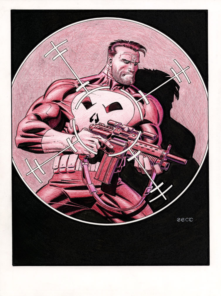  Punisher in gun sight sketch.