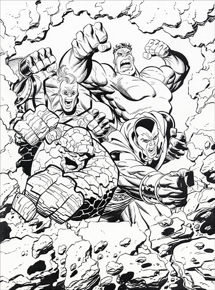 MARVEL BIG GUYS: Art created for back-to-school notebooks and binders during the early 90s. Didn't see a final printed product. Mike Zeck (pencils / inks)