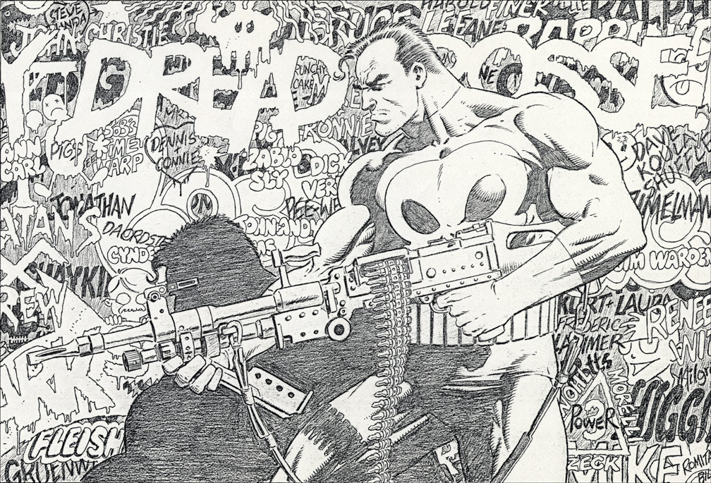 Punisher pinup pencil art. Mike Zeck (pencils)