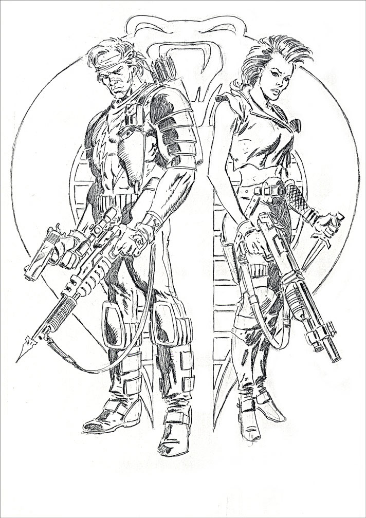 G. I. JOE: ANNUAL 3 - Zandar and Zarana pinup. Pencils by Zeck