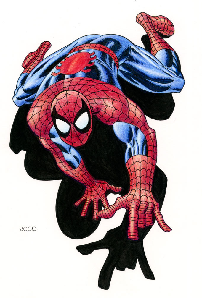 Spider-Man 3 of 3. Colored pencil finishes.