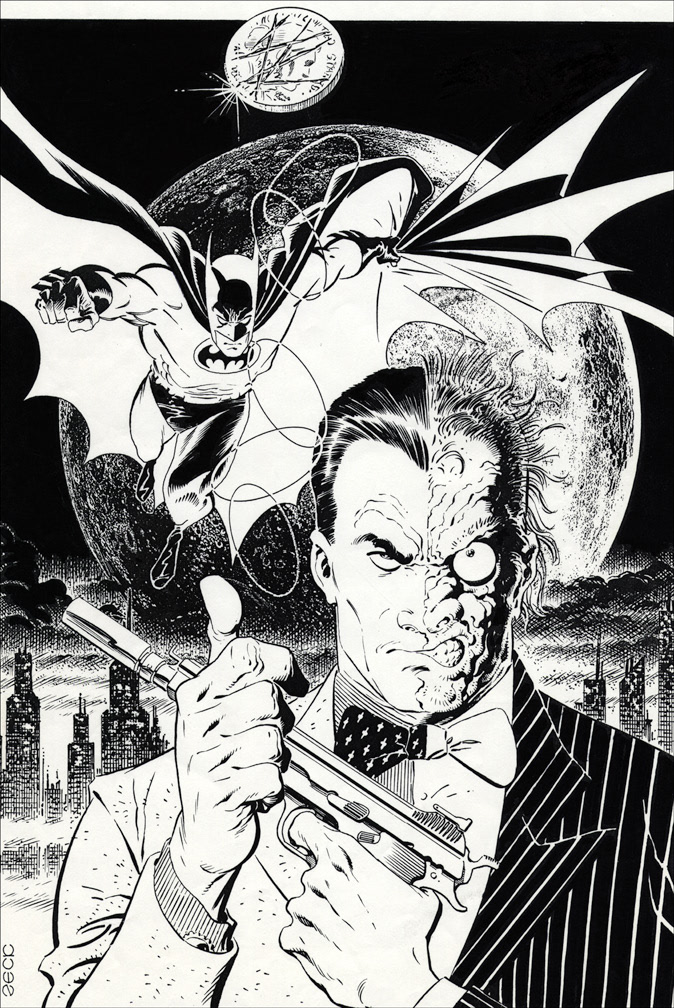 BATMAN 3-D, interior pinup art by Mike Zeck (pencils / inks)