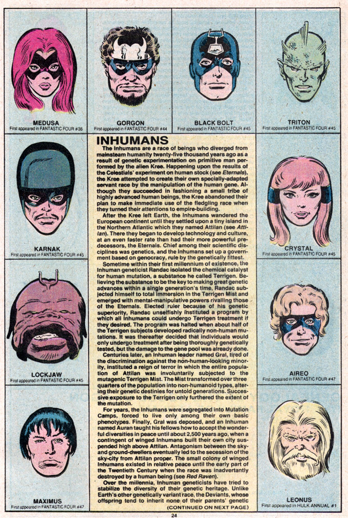 MARVEL UNIVERSE Vol. 1 No. 5, May, 1983, INHUMANS 1 of 2, Mike Zeck (pencils), Joe Rubinstein (inks)