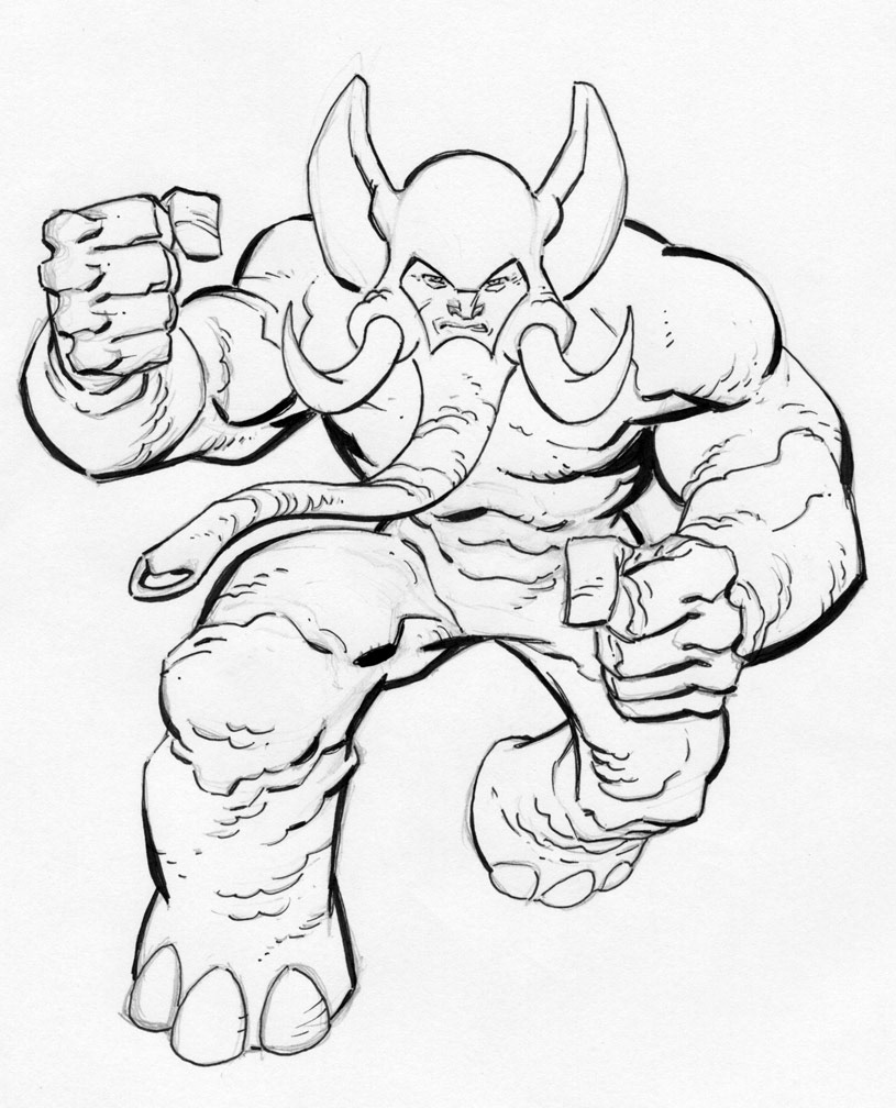 OFFICIAL HANDBOOK OF THE INVINCIBLE UNIVERSE 1 of 2, November 2006. Elephant preliminary drawing by Mike Zeck