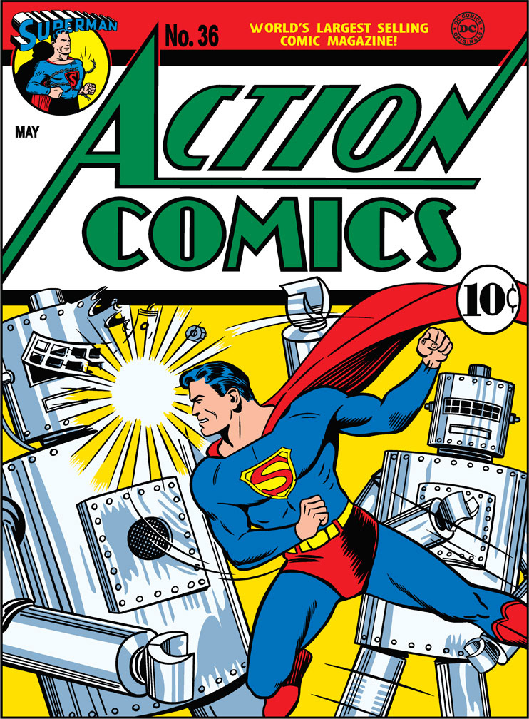 DC75 vector cover recreation: ACTION COMICS 36, May, 1941 issue.