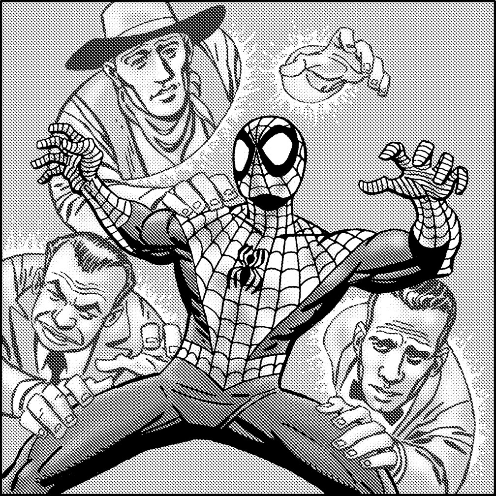 SPIDER-MAN: THE GATHERING OF THE SINISTER SIX, 1999. Chapter Illustration sample, Mike Zeck (pencil and ink)