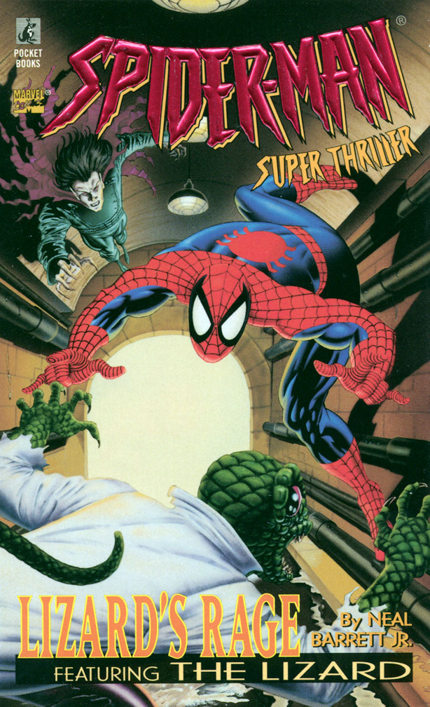 SPIDER-MAN SUPER THRILLER: LIZARD'S RAGE, 1997, paperback Young Adult Novel. COVER: Mike Zeck (pencils) Phil Zimelman (airbrush painting)