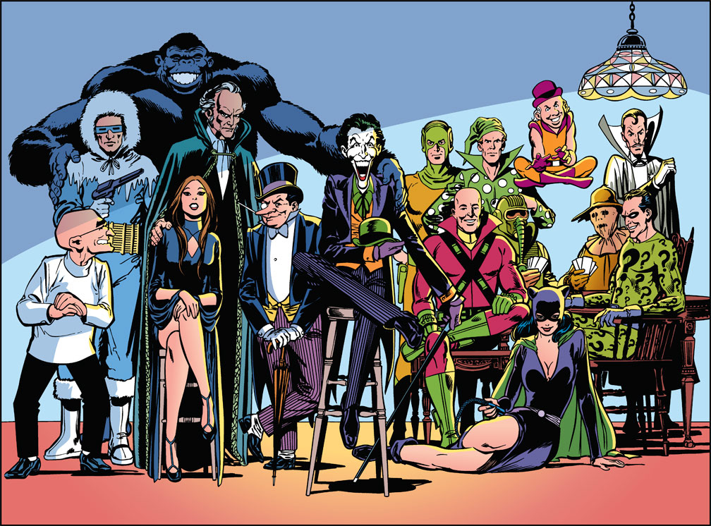 A vector recreation of a Silver Age, Neal Adams villains gallery.