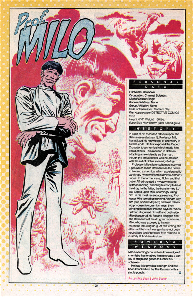 WHO'S WHO: THE DEFINITIVE DIRECTORY OF THE DC UNIVERSE, Number 18, August, 1986. interior entry by Mike Zeck (pencils) John Beatty (inks)